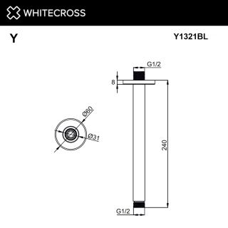 Кронштейн душевой потолочный WHITECROSS Y1321GLB брашированное золото